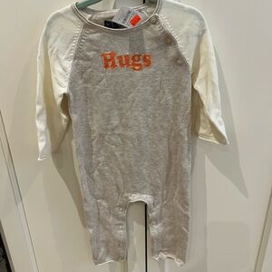 GAP Cream new Baby romper with Orange 'Hugs' 6-12m
